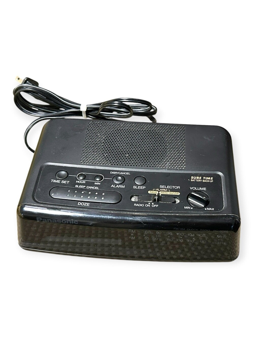 Panasonic Alarm Clock AM/FM Radio RC 6066 Black Electric Tested Works